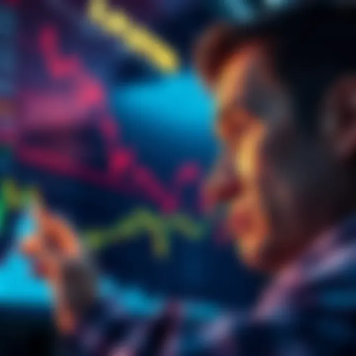 A graph showing plummeting cryptocurrency values with a distressed trader looking at the screen, representing market manipulation concerns.