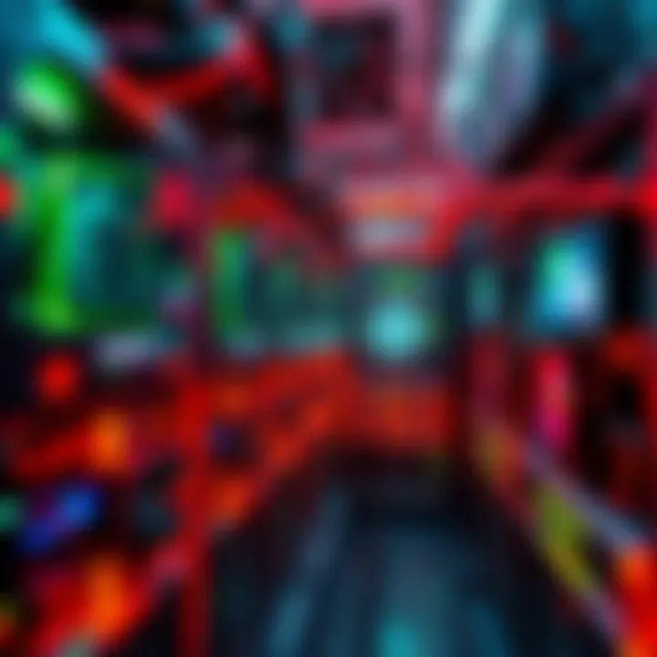 A collection of cryptocurrency mining rigs with blinking lights and cooling fans, symbolizing the crypto market's current volatility.