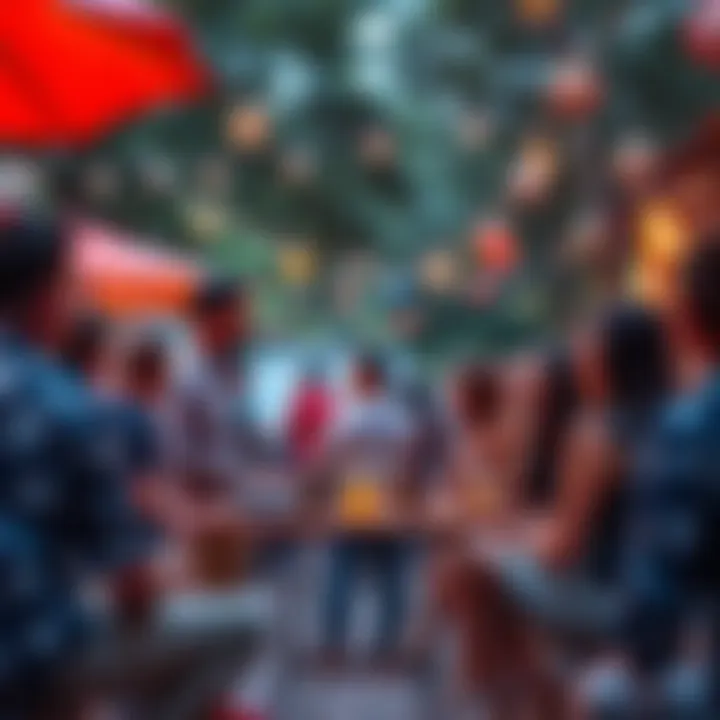 People discussing summer crypto projects and payment methods like Bitcoin and Ethereum at an outdoor gathering