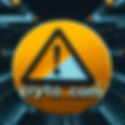 A warning sign overlaying the Crypto.com logo, suggesting serious concerns about the platform's activities.