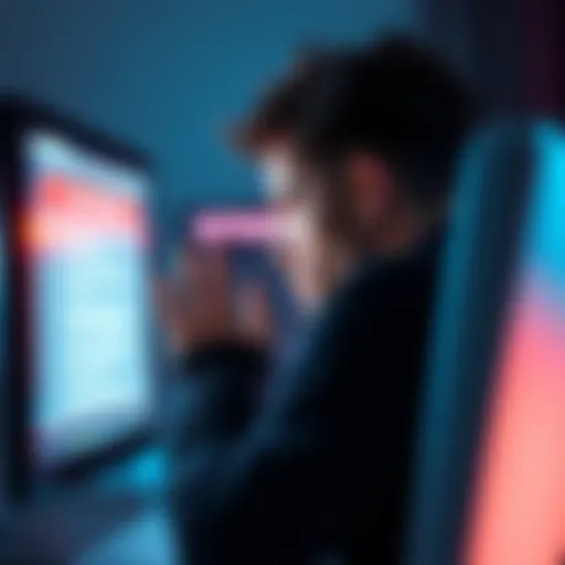 A worried person looking at a computer screen with a message about account closure, showing anxiety about their crypto funds.