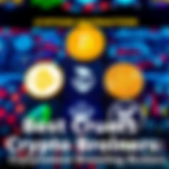 A collage of popular cryptocurrency broker logos including Binance, OKX, Bybit, and Kraken against a digital background.