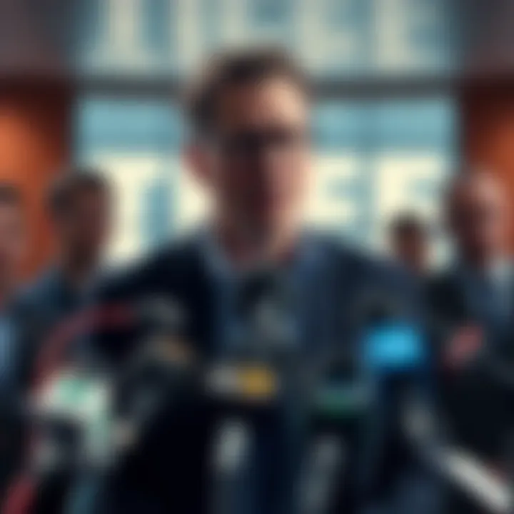 Kris Marszalek speaking at a press conference about crypto liquidations and the need for investigation into exchanges