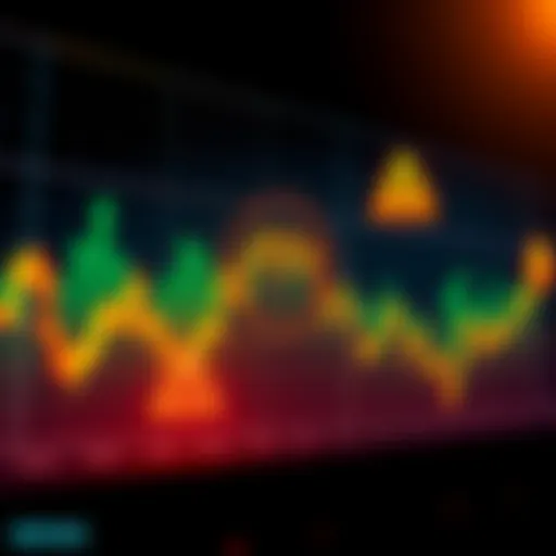 Graph showing a downward trend in cryptocurrency prices with warning signs, indicating the end of a crypto cycle