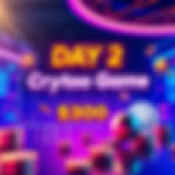 Graphic promoting Day 2 of the Exchange game with a chance to win $300 in crypto prizes, featuring a chart and guessing elements
