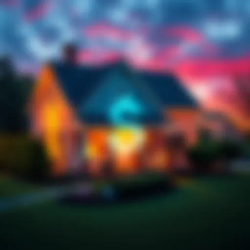 A house with a digital currency symbol overlay, representing the link between cryptocurrency and real estate investments