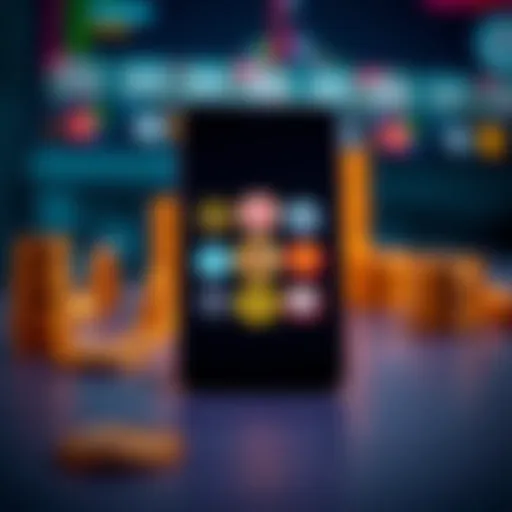 A smartphone displaying popular cryptocurrency investment apps with various cryptocurrency icons on the screen.