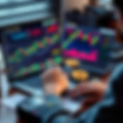 A person analyzing altcoins and Bitcoin charts on a laptop with a calculator and notes nearby, representing investment decisions in cryptocurrency.