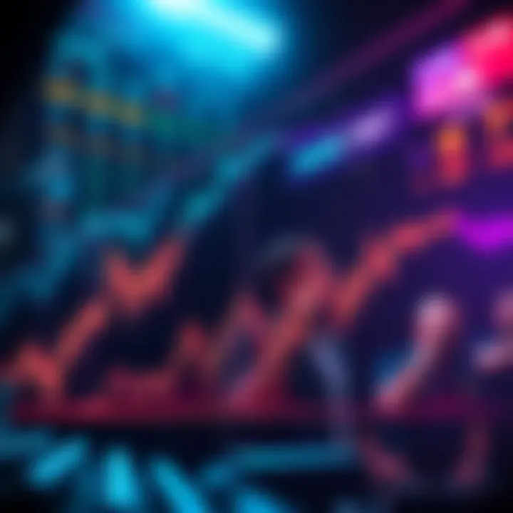 Crypto Market Dips Graph showing falling prices in the cryptocurrency market with frustrated investors looking on.