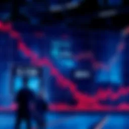 A graph showing a steep decline in cryptocurrency prices with concerned investors in the background.