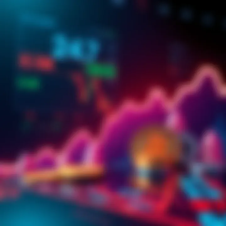 Graph showing a steep decline in cryptocurrency values with icons of Dogecoin, Ethereum, and Solana