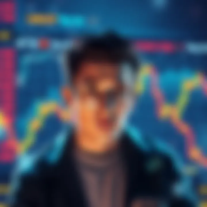 A worried person looking at a cryptocurrency chart showing a 4% decline from all-time highs.