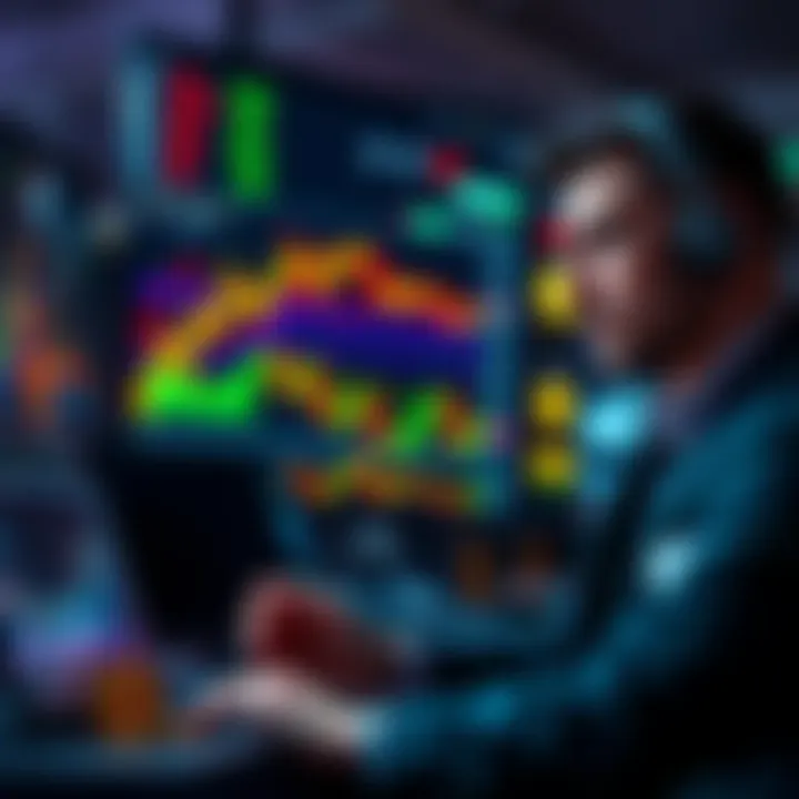Traders analyzing cryptocurrency charts with graphs and symbols, considering potential reactions to tariffs