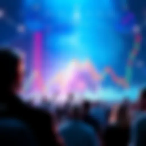 Graph showing rising cryptocurrency prices with excited investors watching