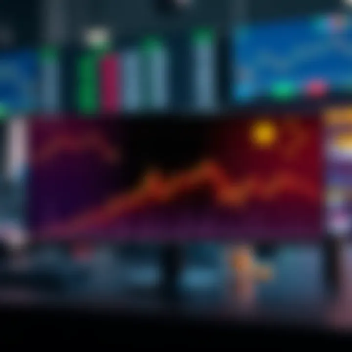 Graph showing a decline in cryptocurrency values amidst rising tensions in China, with a backdrop of a trading desk and digital currency icons.