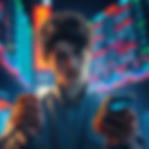 A person looking worried while checking fluctuating cryptocurrency prices on a mobile device.