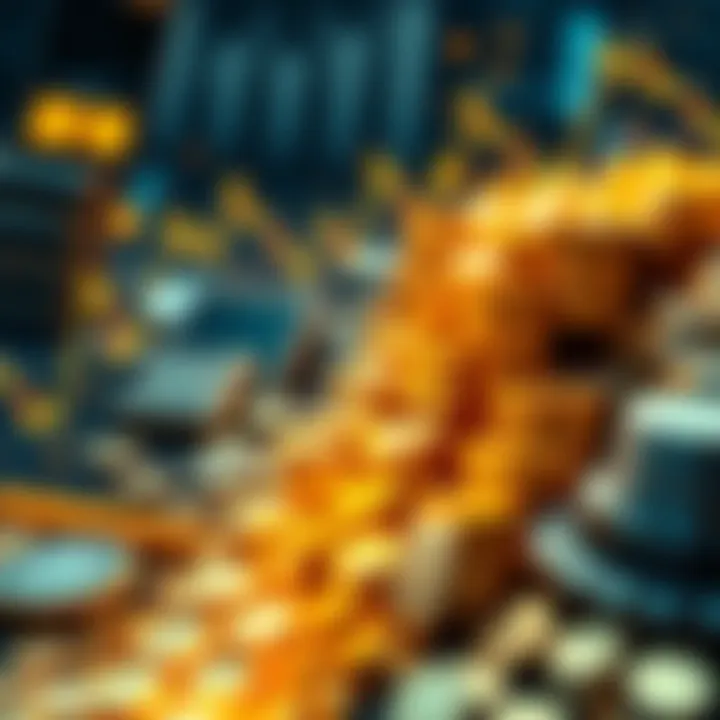 A graphic showing a flow of coins symbolizing wealth moving from impatient investors to patient ones in the crypto market.