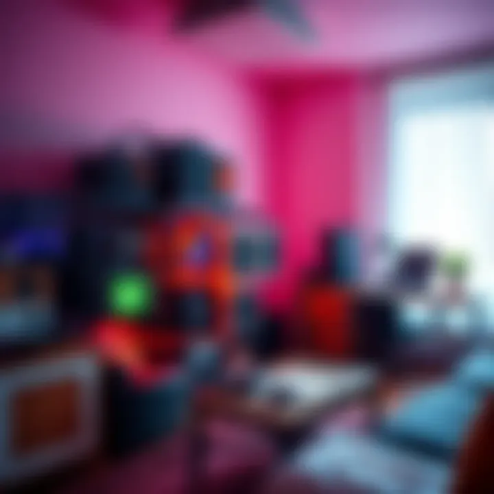 Cryptocurrency Mining Setup in an Apartment A cryptocurrency mining rig set up in a small apartment living room with visible cooling fans and soundproofing materials.