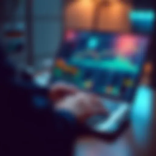 A person analyzing cryptocurrency graphs on a laptop while calculating passive income through staking and lending methods