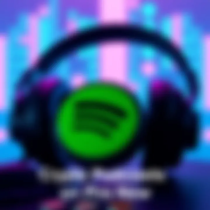 Headphones with a Spotify logo and cryptocurrency symbols