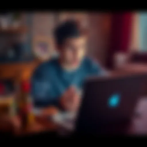 User Shows Portfolio Loss A person looking shocked and dismayed while checking their cryptocurrency portfolio on a laptop, surrounded by snacks and drinks as comfort food