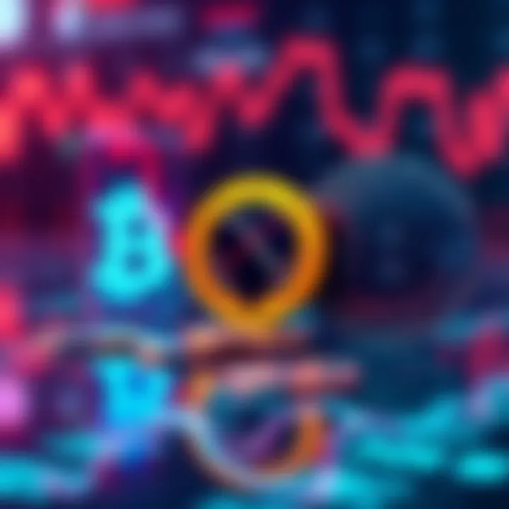 A graphic showing a downward trend in cryptocurrency value with XMR logo and coins near a centralized exchange symbol