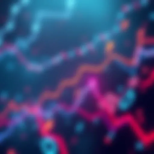 A digital representation of rising altcoin prices with Ethereum graphics and arrows showing upward trends.