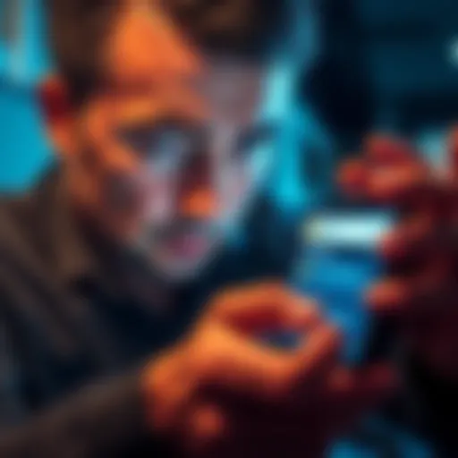A person anxiously reviewing their Trezor Model T screen with a concerned expression, showcasing a potential transaction issue, highlighting the importance of crypto wallet security.