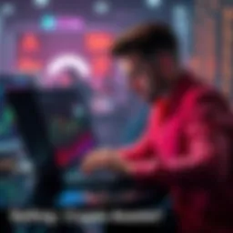 A person analyzing crypto market trends on a laptop, contemplating whether to sell their assets for profit.