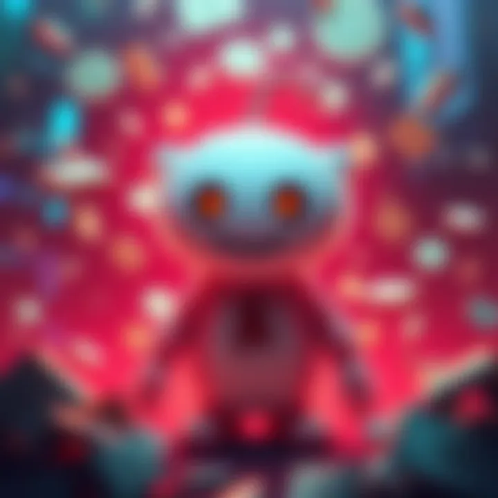 A digital CryptoSnoo character representing the Reddit mascot, surrounded by dollar signs and headlines about its sale for $250,000, illustrating the financial impact of the transaction.