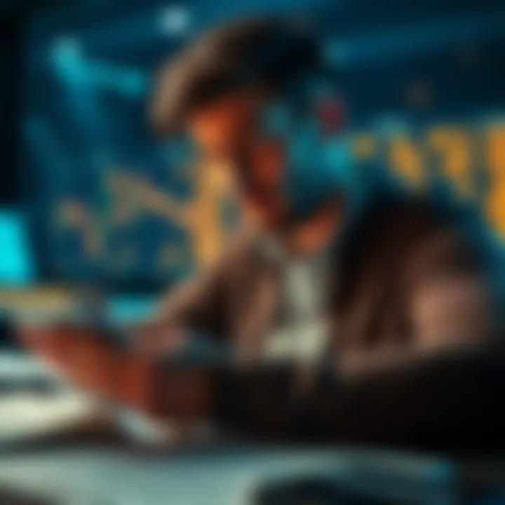 A person reviewing cryptocurrency transactions with a calculator and tax forms, looking concerned about tax obligations.