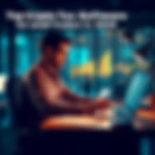 A person sitting at a desk with a laptop, reviewing crypto tax software options, with tax documents and a calculator nearby.