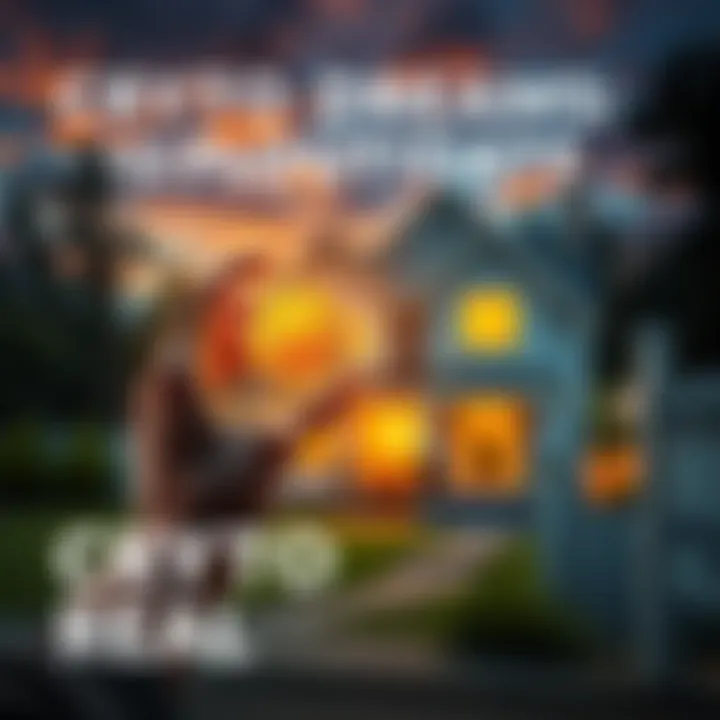 A person holding a digital currency symbol while looking at a house for sale