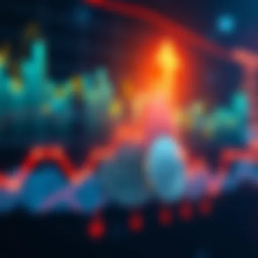 A chart showing a rising trend in cryptocurrency values, indicating a bull market. Coins are depicted with upward arrows.