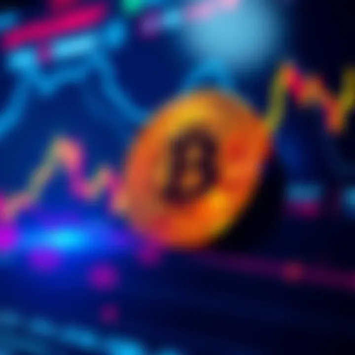 A chart showing the fluctuating value of a cryptocurrency, with bright colors indicating recent changes.