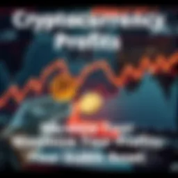 A person exchanging cryptocurrency for stable assets, with graphs showing profit trends in the background