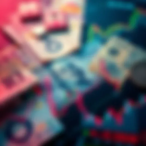 A collage showing various currency notes alongside market trend graphs, illustrating economic changes and investment strategies.