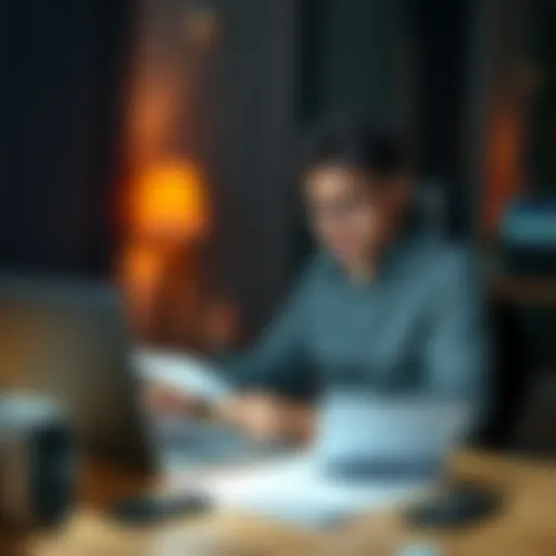 A UK customer at a desk with a laptop expressing frustration over a transaction with a casino, documents and a phone visible, indicating a need for help.