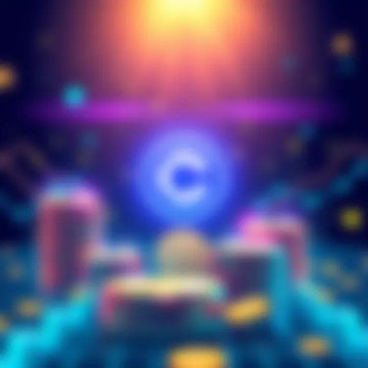 A digital illustration showing CyberStep's logo alongside a stack of coins and blockchain graphics representing cryptocurrency investment.