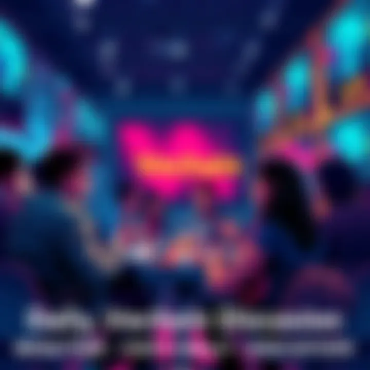People engaging in a discussion about Vechain, sharing ideas and asking questions, with digital wallets and news displays in the background.