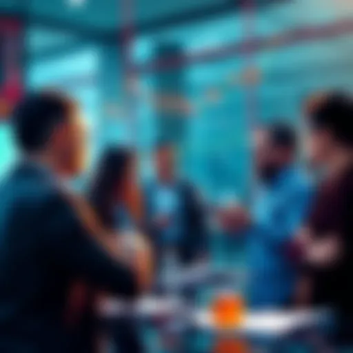 Group of people engaged in a discussion about trading strategies and market analysis