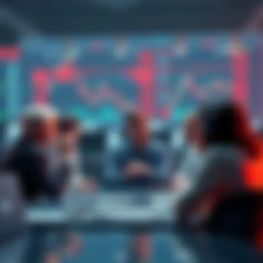A group of people engaging in a discussion about trading strategies and market events with cryptocurrency tips on a digital forum.