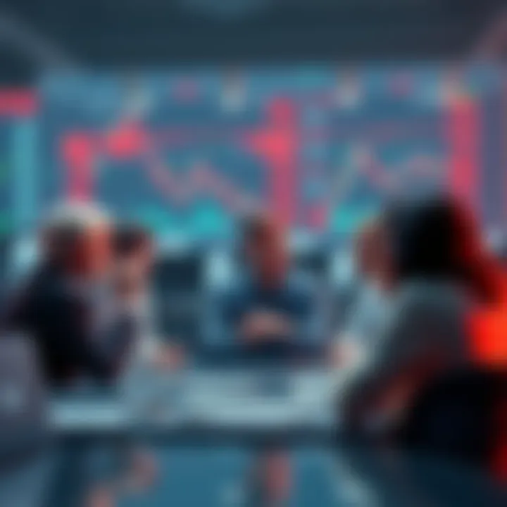 A group of people engaging in a discussion about trading strategies and market events with cryptocurrency tips on a digital forum.