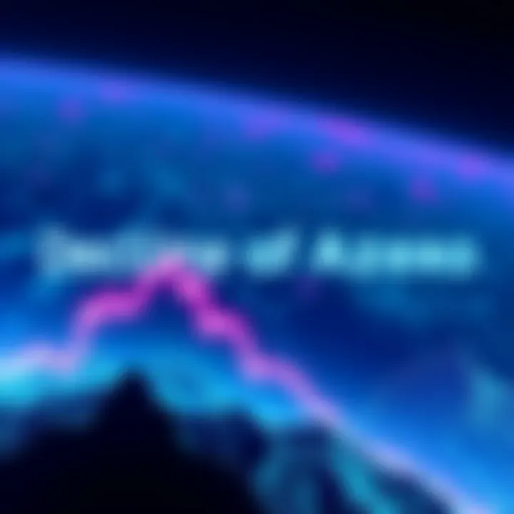 A downward graph representing the sharp decline in Azero's market value, with a background of a digital landscape symbolizing cryptocurrency.