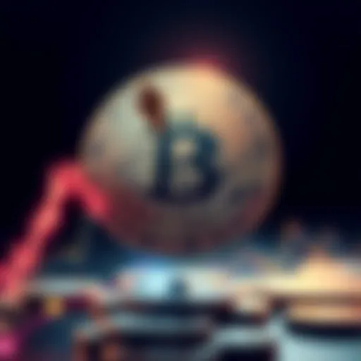 A visual representation of a cryptocurrency coin with a downward trend arrow, illustrating poor performance in the market.