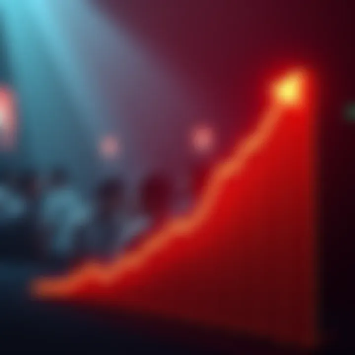 A graph showing a significant drop in rewards for Bitaxe users in 2025, with a downward trend line and worried community members in the background.