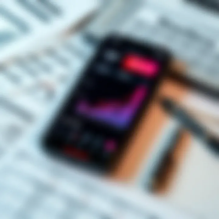 A smartphone displaying various DeFi lending apps, with graphs showing upward trends in earnings, set on a desk with financial documents.