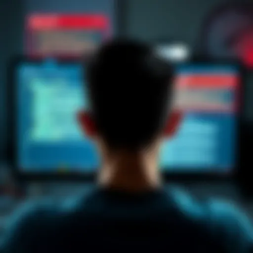 A frustrated person looks at a computer screen with error messages related to DeFi transactions, representing common user challenges like unexpected approvals and transaction failures.