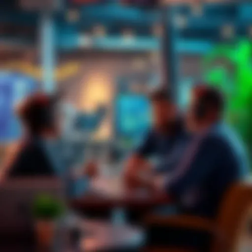 A group of developers discussing memecoin projects and sharing ideas in a casual setting.