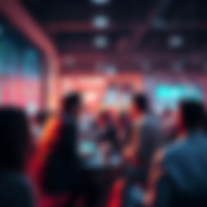 People engaging in discussions about trading strategies and technology analysis